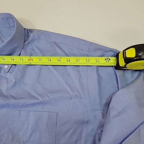 Jos A Bank Traveler Dress Shirt 18 - 35 Traditional Fit Stretch Blue Long Sleeve - Picture 3 of 8